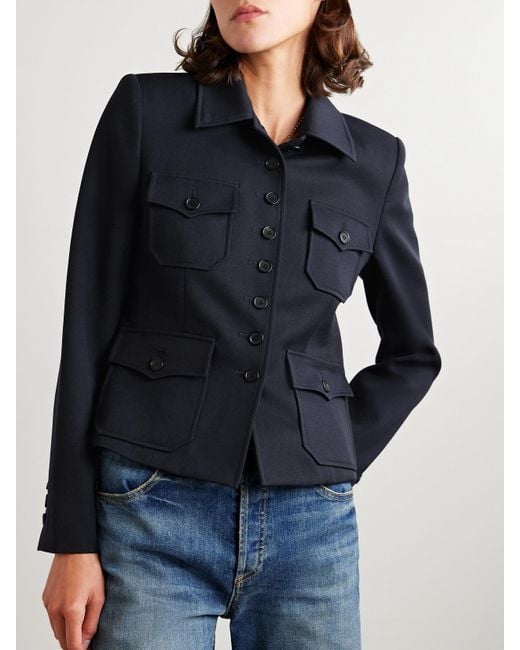 Nili Lotan Blue Jamison Wool-Twill Jacket