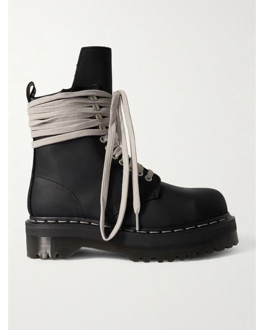 Rick Owens Black Dr. Martens 1460 Quad Sole Schnürstiefel Aus Leder