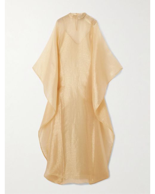 ‎Taller Marmo Natural Sphinx Draped Metallic Organza Gown