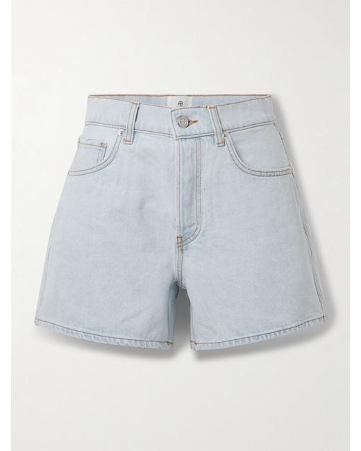 Anine Bing Blue Dalton Organic Denim Shorts