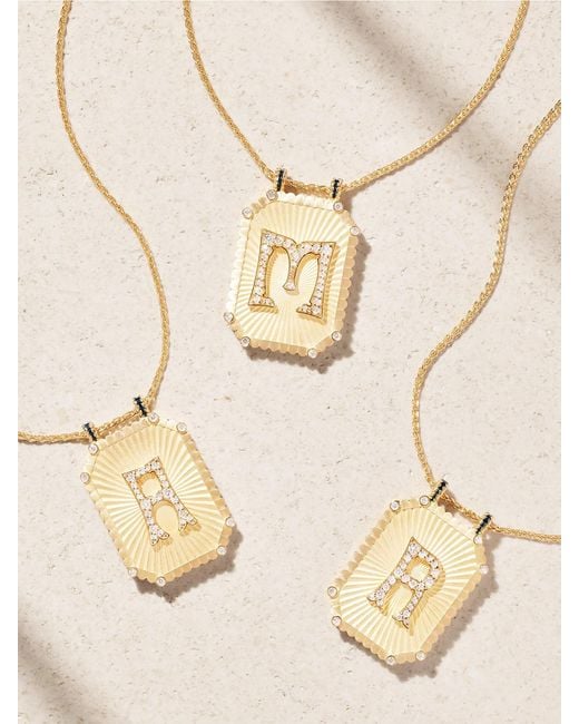 Marie Lichtenberg Natural Letter Scapular 18-Karat, Enamel And Diamond Necklace