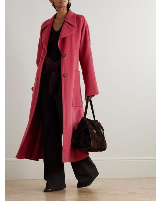 Joseph Red Spencer Belted Wool And Cashmere-Blend Trench Coat