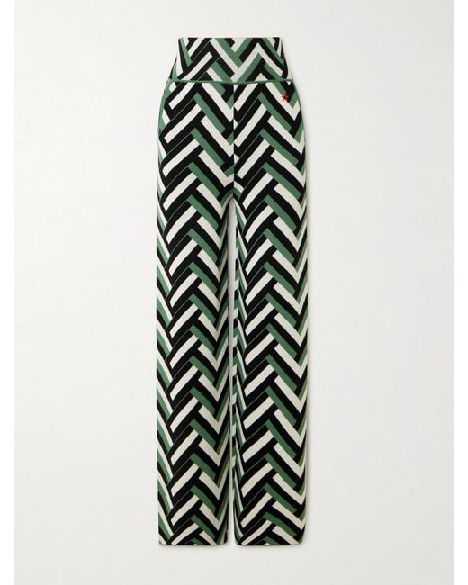 Perfect Moment Green Merino Wool Jacquard Chalet Trousers