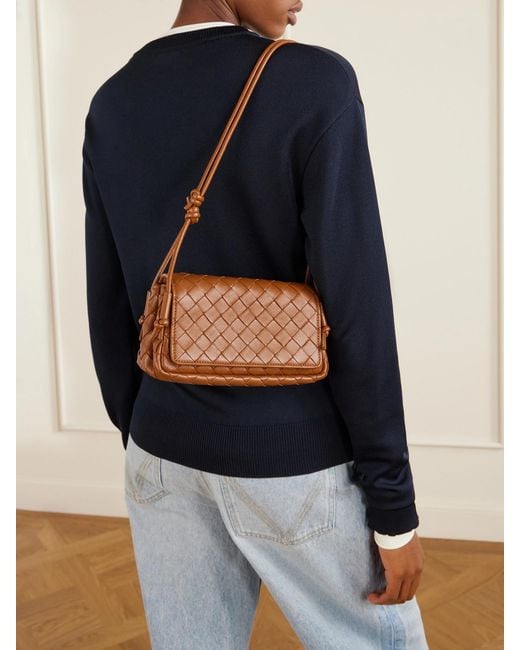 Bottega Veneta Brown Notturno Intrecciato Leather Shoulder Bag