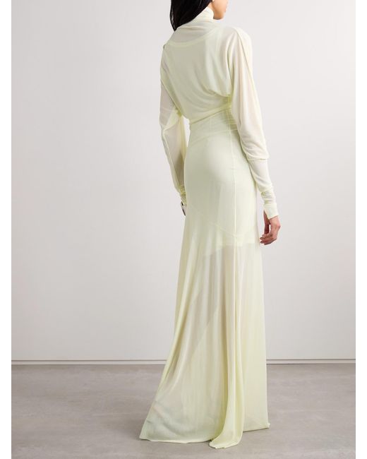Proenza Schouler White Paula Draped Jersey Turtleneck Maxi Dress