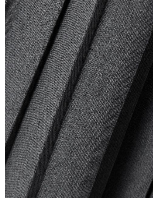 Khaite Gray Elio Pleated Pointelle-Trimmed Wool-Blend Midi Dress