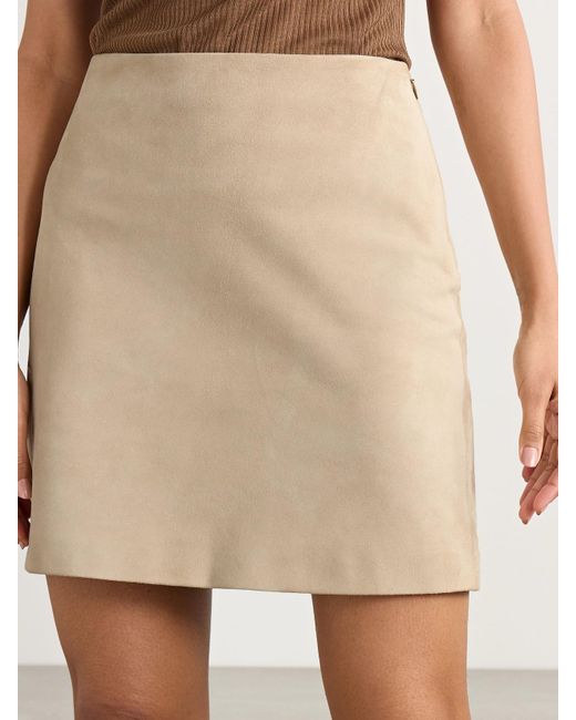 Ralph Lauren Natural Carreen Suede Mini Skirt