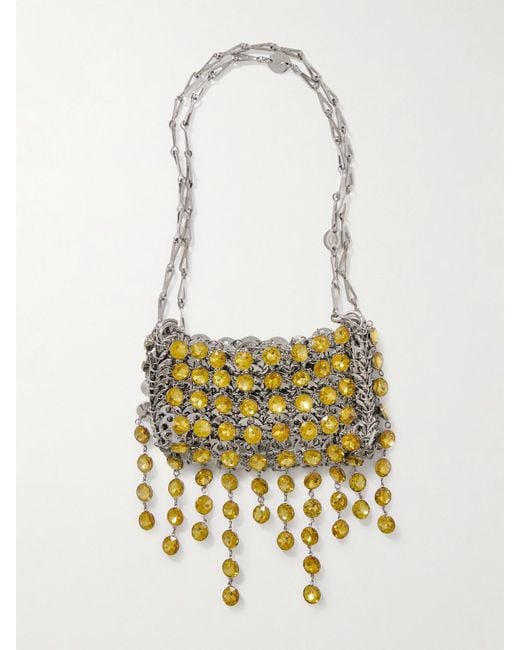 Rabanne White 1969 Nano Crystal-Embellished Chainmail Shoulder Bag