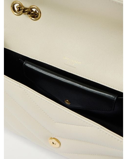 Saint Laurent Natural Loulou Schultertasche Aus Gestepptem Leder