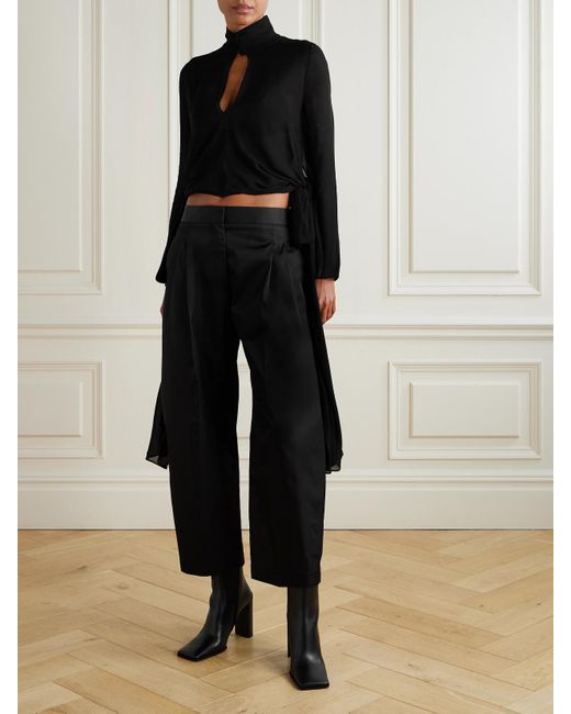 Alaïa Black Taffeta Pleated Tapered Pants