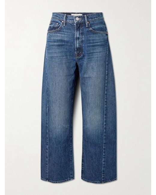 Mother Blue The Half Pipe Ankle Mid-Rise Wide-Leg Jeans
