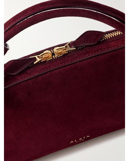 Alaïa Purple Le Teckel Leather-Trimmed Suede Clutch