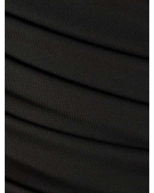 Bottega Veneta Black One-Shoulder Asymmetric Embellished Satin-Jersey Midi Dress