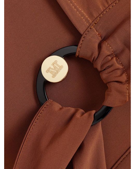 Max Mara Brown Pevera Stretch-Jersey Midi Wrap Skirt