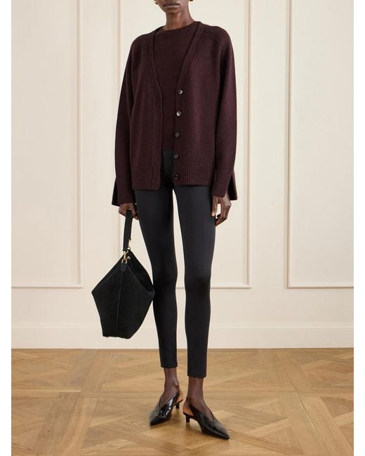 Maria McManus Purple Open-Back Bow-Detailed Cashmere And Cotton-Blend Cardigan