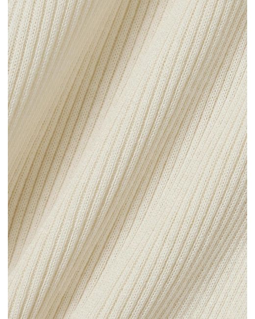 Nili Lotan Natural Francene Ribbed Silk Henley T-Shirt