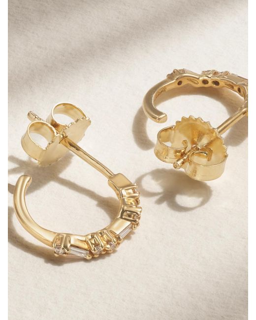 Suzanne Kalan Metallic 18-Karat Diamond Hoop Earrings