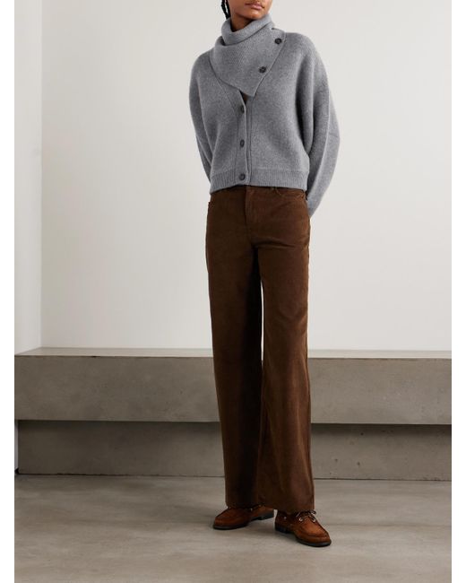 LeKasha Gray Derios Convertible Cashmere Turtleneck Cardigan