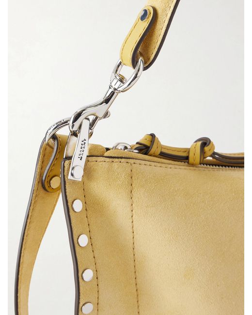 Isabel Marant Natural Oskan Studded Suede Shoulder Bag