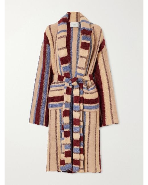 The Elder Statesman Multicolor Striped Cashmere And Silk-Blend Robe