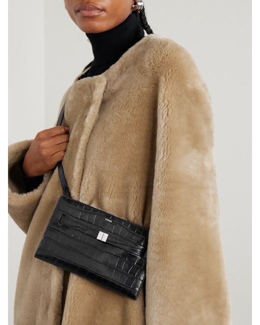 Totême White Belted Croc-Effect Leather Shoulder Bag