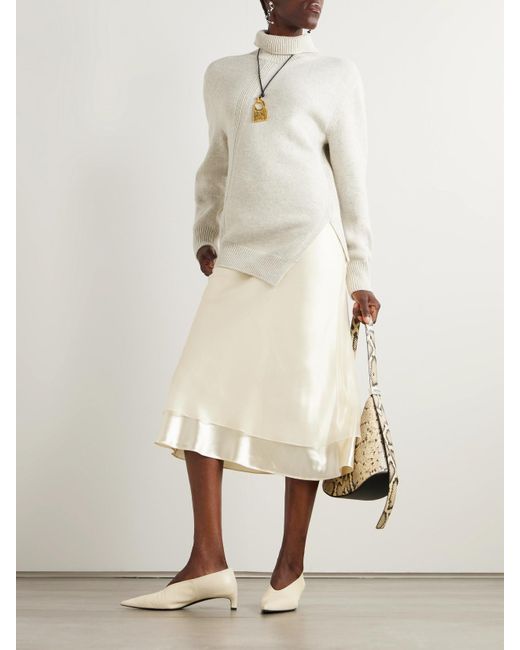 Jil Sander White Asymmetric Alpaca And Wool-Blend Turtleneck Sweater