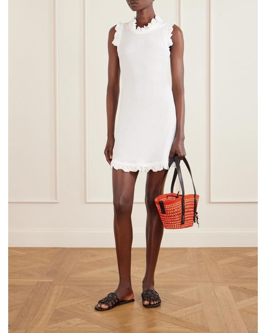 Loewe White Paula's Ibiza Ruffled Cotton-Blend Mini Dress