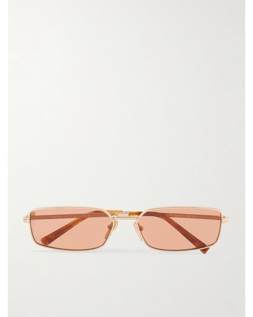 Prada Pink Goldfarbene Sonnenbrille Mit Eckigem Rahmen