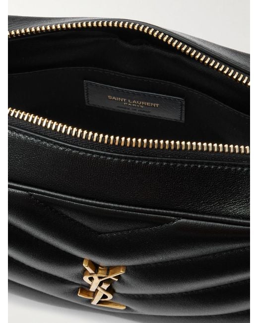 Saint Laurent Black Loulou Matelassé Textured-Leather Shoulder Bag
