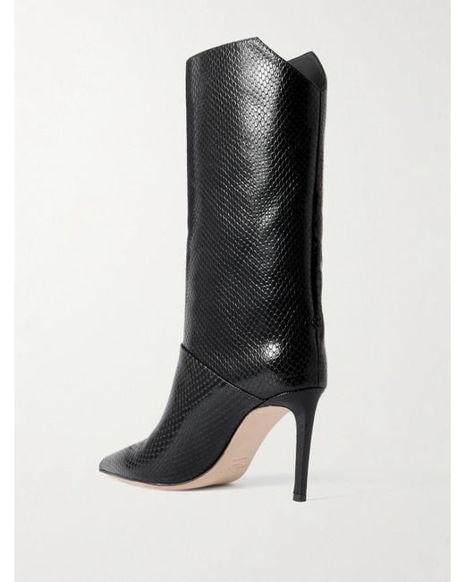 Jimmy Choo Black Beren 85 Stiefel Aus Leder Mit Schlangeneffekt