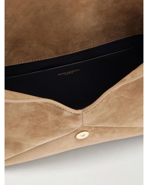 Saint Laurent Natural Cassandre Suede Clutch