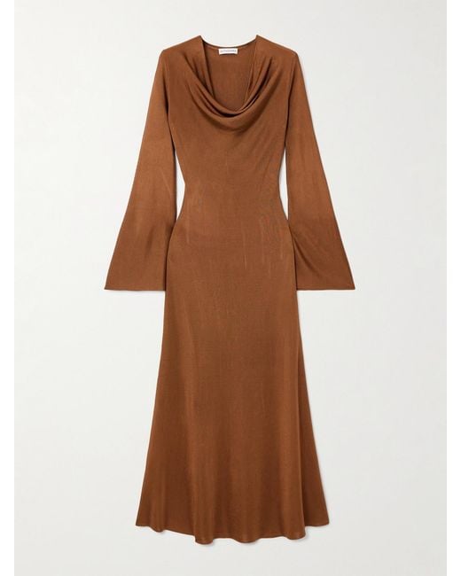 Altuzarra Brown Milda Draped Knitted Maxi Dress