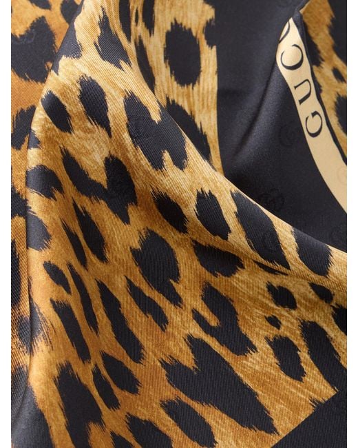 Gucci Black Leopard-Print Silk-Twill Scarf