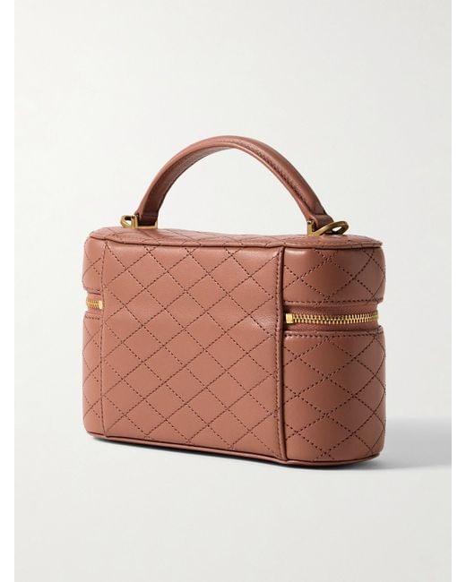 Saint Laurent Brown Gaby Vanity Mini Schultertasche Aus Gestepptem Leder