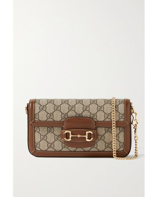 GUCCI Horsebit 1955 mini leather-trimmed printed coated-canvas shoulder bag