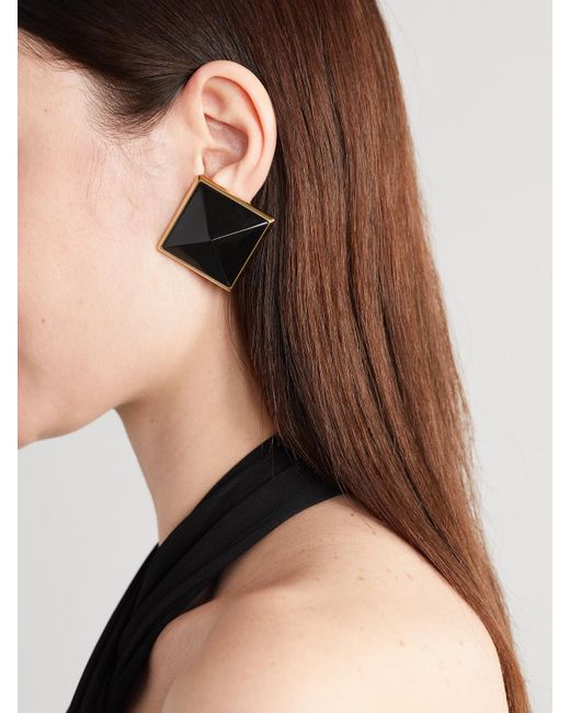 Saint Laurent Black Tone Resin Clip Earrings
