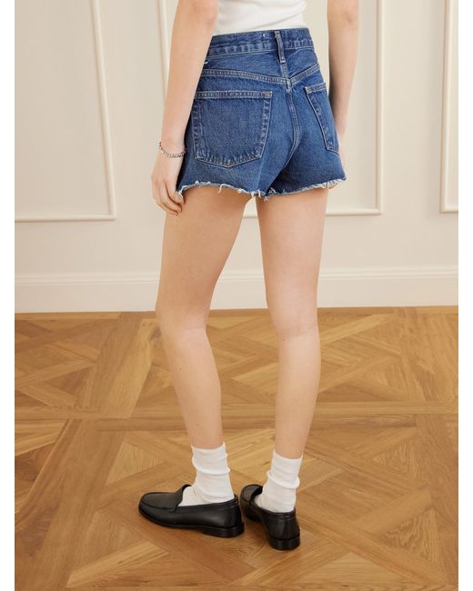 Agolde Blue Parker Frayed Denim Short