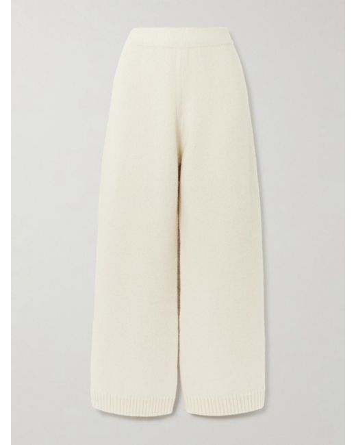 Calle Del Mar Natural Cashmere Wide-Leg Pants