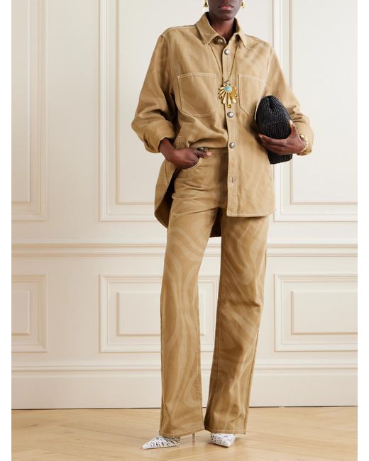 Emilio Pucci Natural Printed Cotton-Canvas Jacket
