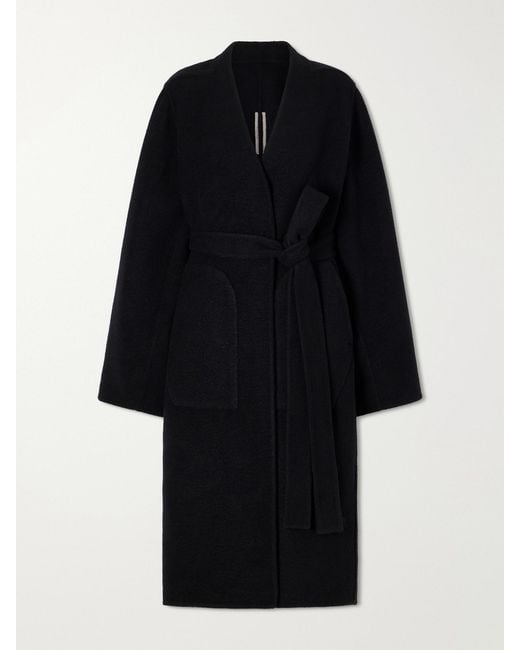 Rick Owens Black Dagger Belted Cashmere Coat