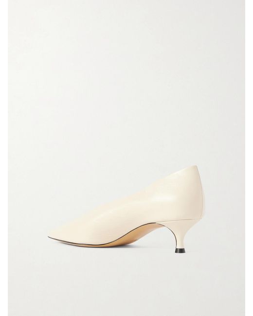 Le Monde Beryl Natural Babouche 40 Crinkled-Leather Pumps