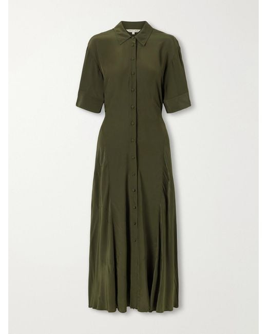 Veronica Beard Green Perenna Satin Midi Dress