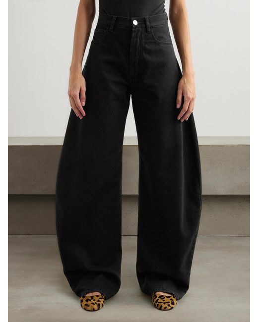Alaïa Black High-Rise Barrel-Leg Jeans