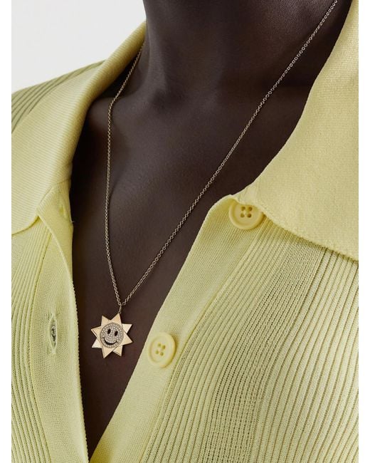 Sydney Evan Metallic 14-Karat Diamond Necklace