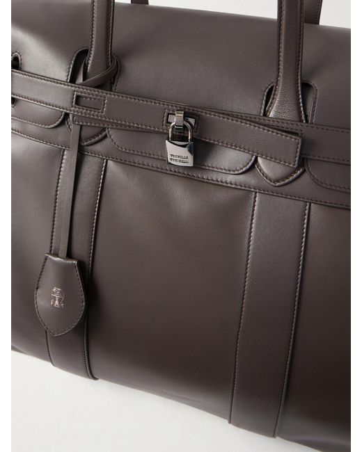 Brunello Cucinelli Black Leather Weekend Bag