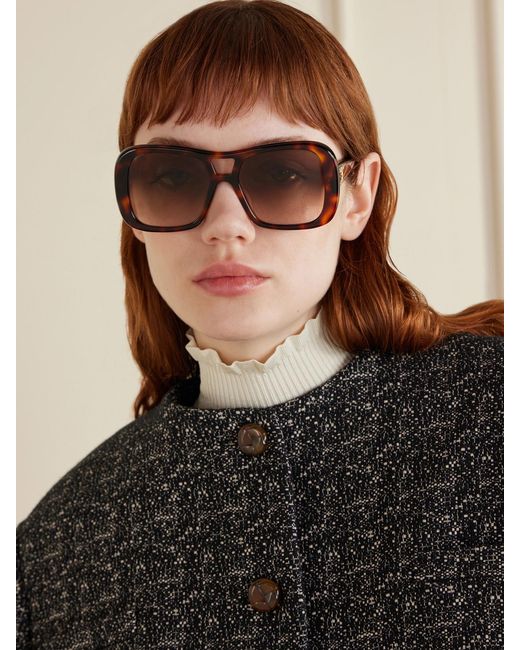 Céline Brown Aviator-Style Acetate Sunglasses