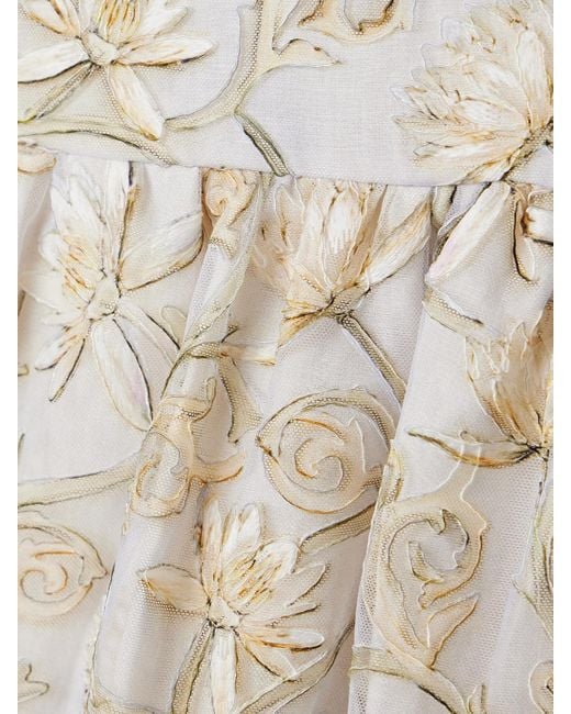 Agua Bendita Natural Lima Soledad Embellished Floral-Print Tulle Midi Dress