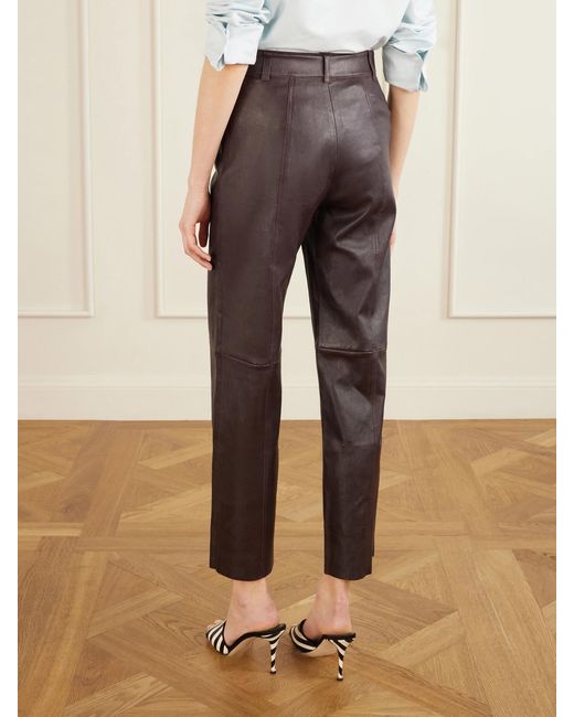Stouls Brown Benny Leather Straight-Leg Pants