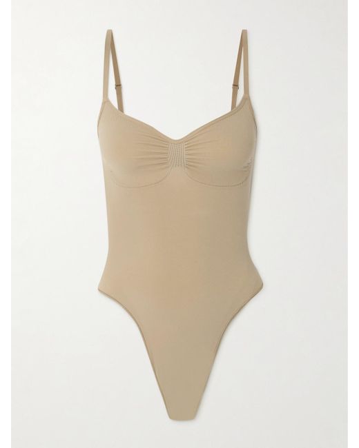 Skims Seamless Sculpt Thong Bodysuit in Natural