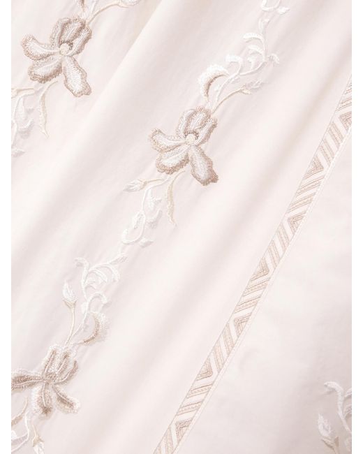 Emporio Sirenuse Natural Clodette Embroidered Cotton-Blend Midi Dress